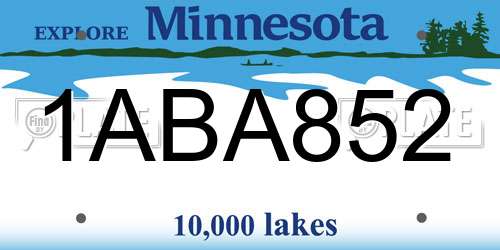 1ABA852 Minnesota License Plate