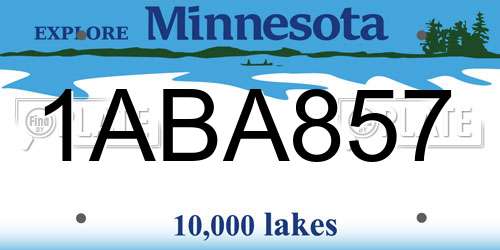 1ABA857 Minnesota License Plate