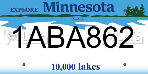 1ABA862 Minnesota License Plate