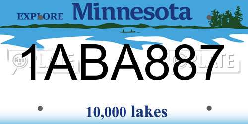 1ABA887 Minnesota License Plate