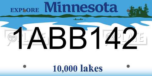 1ABB142 Minnesota License Plate