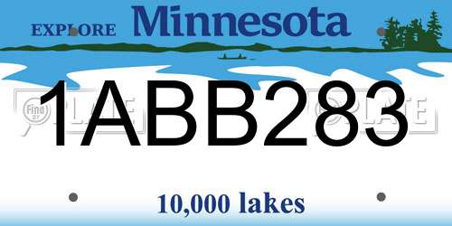 1ABB283 Minnesota License Plate