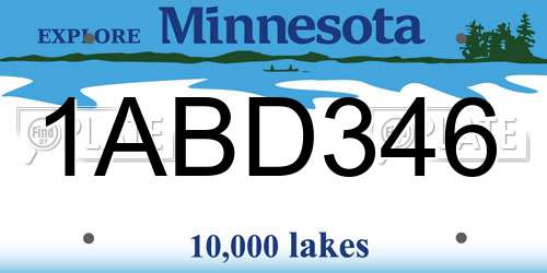 1ABD346 Minnesota License Plate