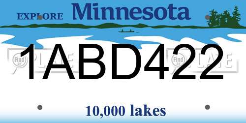 1ABD422 Minnesota License Plate