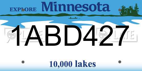 1ABD427 Minnesota License Plate