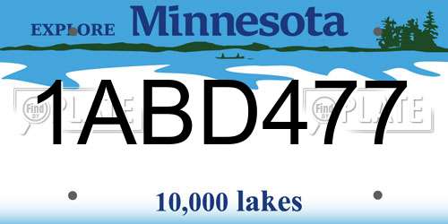 1ABD477 Minnesota License Plate