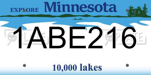 1ABE216 Minnesota License Plate