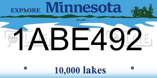 1ABE492 Minnesota License Plate