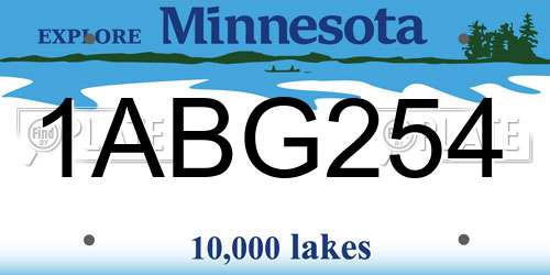 1ABG254 Minnesota License Plate