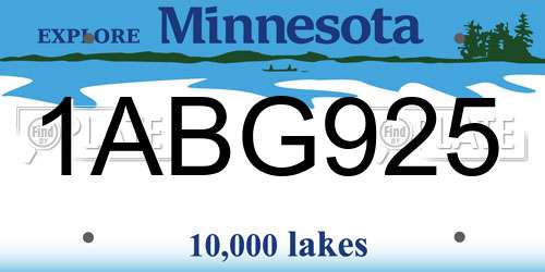 1ABG925 Minnesota License Plate