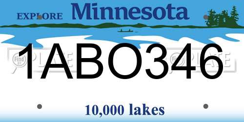 1ABO346 Minnesota License Plate
