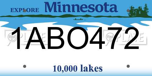 1ABO472 Minnesota License Plate