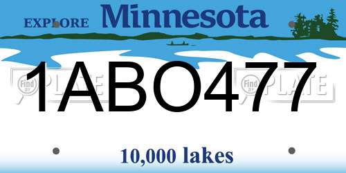 1ABO477 Minnesota License Plate