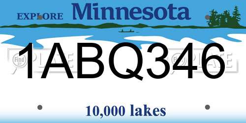1ABQ346 Minnesota License Plate