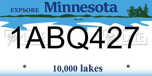 1ABQ427 Minnesota License Plate