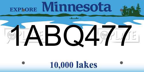 1ABQ477 Minnesota License Plate