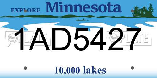 1AD5427 Minnesota License Plate