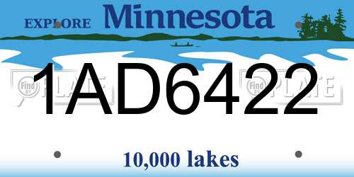1AD6422 Minnesota License Plate