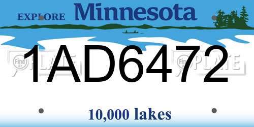 1AD6472 Minnesota License Plate