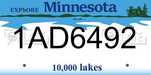 1AD6492 Minnesota License Plate