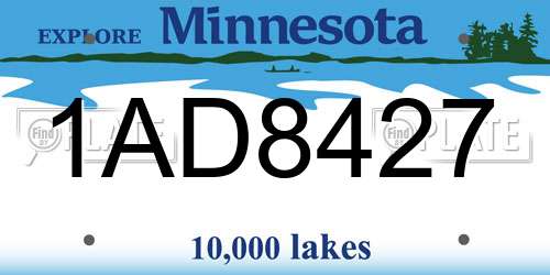 1AD8427 Minnesota License Plate