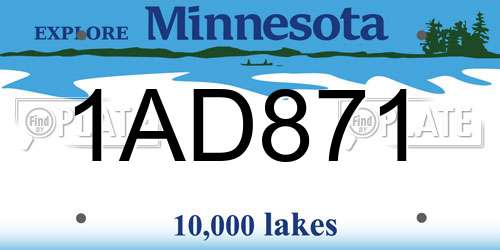 1AD871 Minnesota License Plate