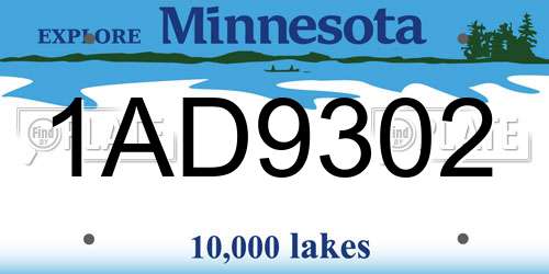 1AD9302 Minnesota License Plate