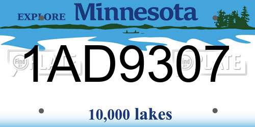 1AD9307 Minnesota License Plate