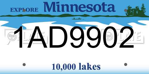 1AD9902 Minnesota License Plate