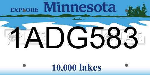 1ADG583 Minnesota License Plate