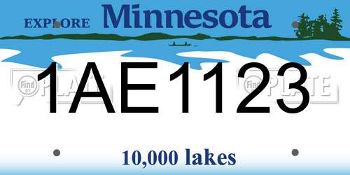 1AE1123 Minnesota License Plate