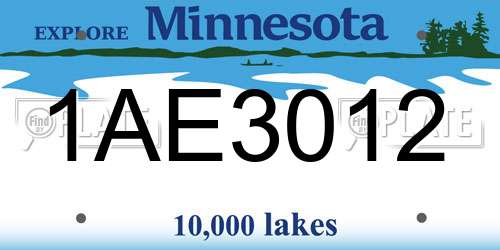 1AE3012 Minnesota License Plate