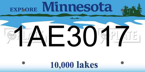 1AE3017 Minnesota License Plate