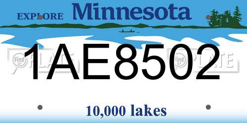 1AE8502 Minnesota License Plate