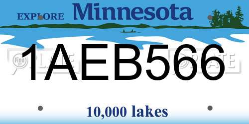 1AEB566 Minnesota License Plate