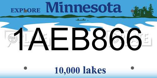 1AEB866 Minnesota License Plate