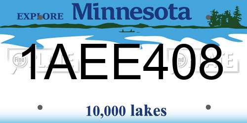 1AEE408 Minnesota License Plate