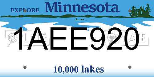 1AEE920 Minnesota License Plate
