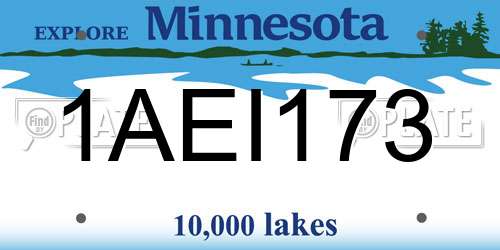 1AEI173 Minnesota License Plate