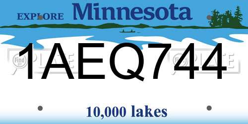 1AEQ744 Minnesota License Plate