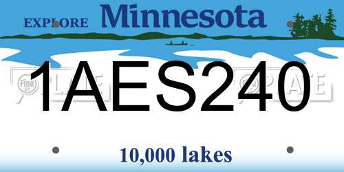 1AES240 Minnesota License Plate