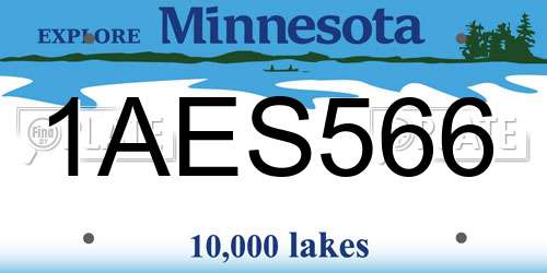1AES566 Minnesota License Plate