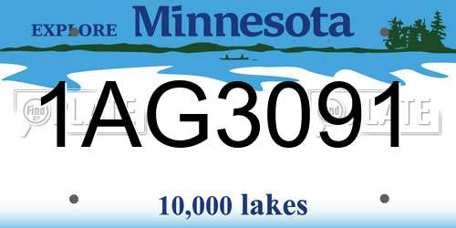 1AG3091 Minnesota License Plate