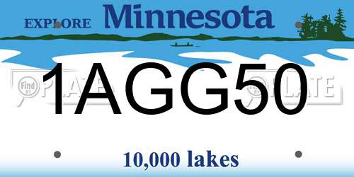 1AGG50 Minnesota License Plate