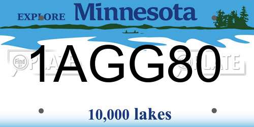 1AGG80 Minnesota License Plate
