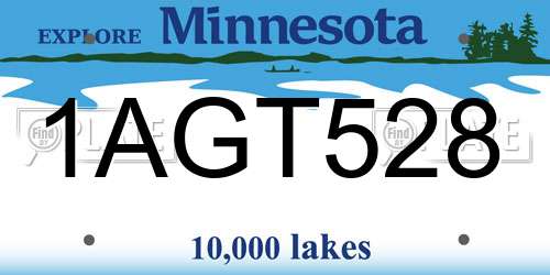 1AGT528 Minnesota License Plate