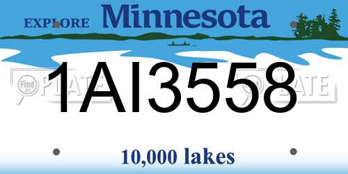 1AI3558 Minnesota License Plate
