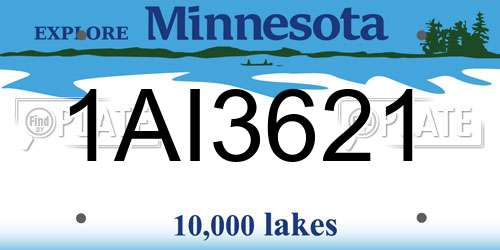 1AI3621 Minnesota License Plate