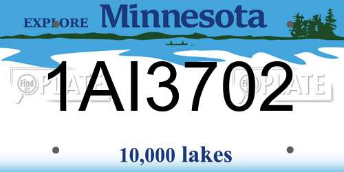 1AI3702 Minnesota License Plate