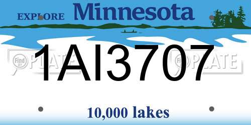 1AI3707 Minnesota License Plate